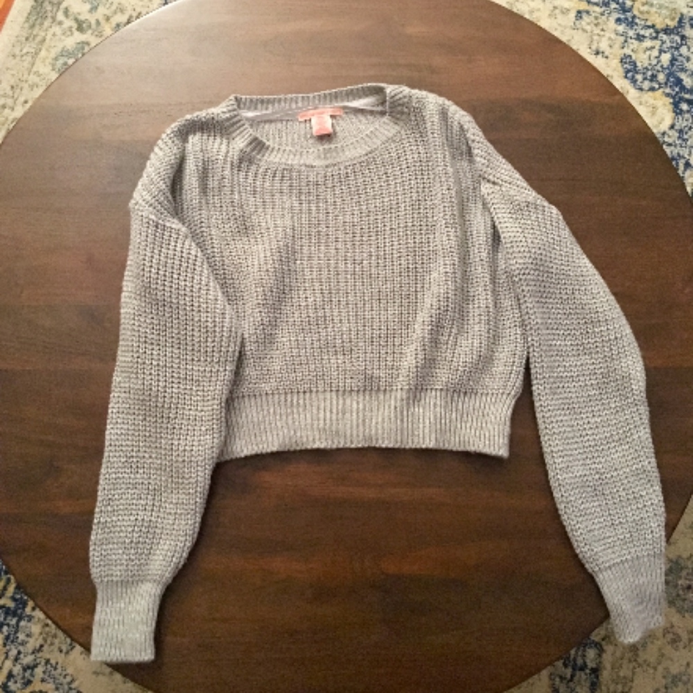 Urban Outfitters Grey Cropped Knit Sweater